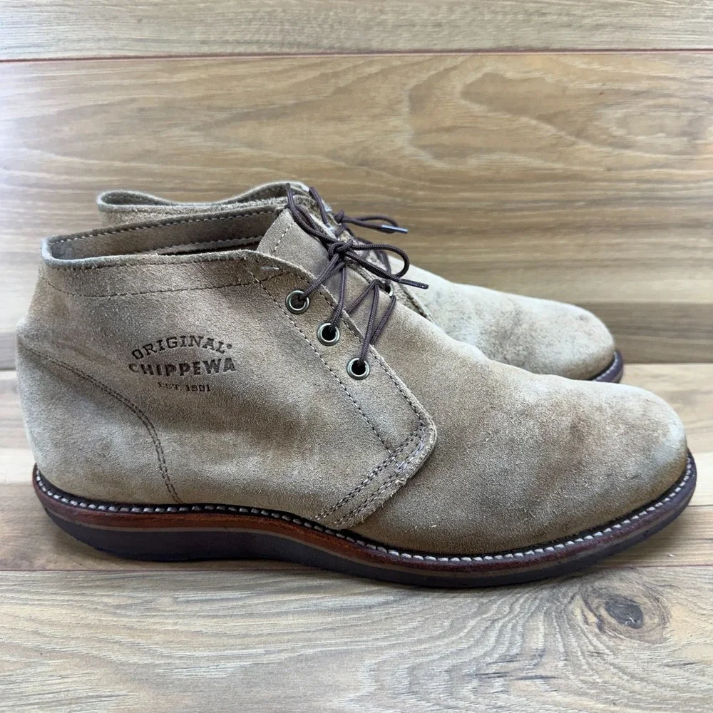 Chippewa Milford Suede Chukka Boot Mens 10 E Tan Wedge Soles USA Made